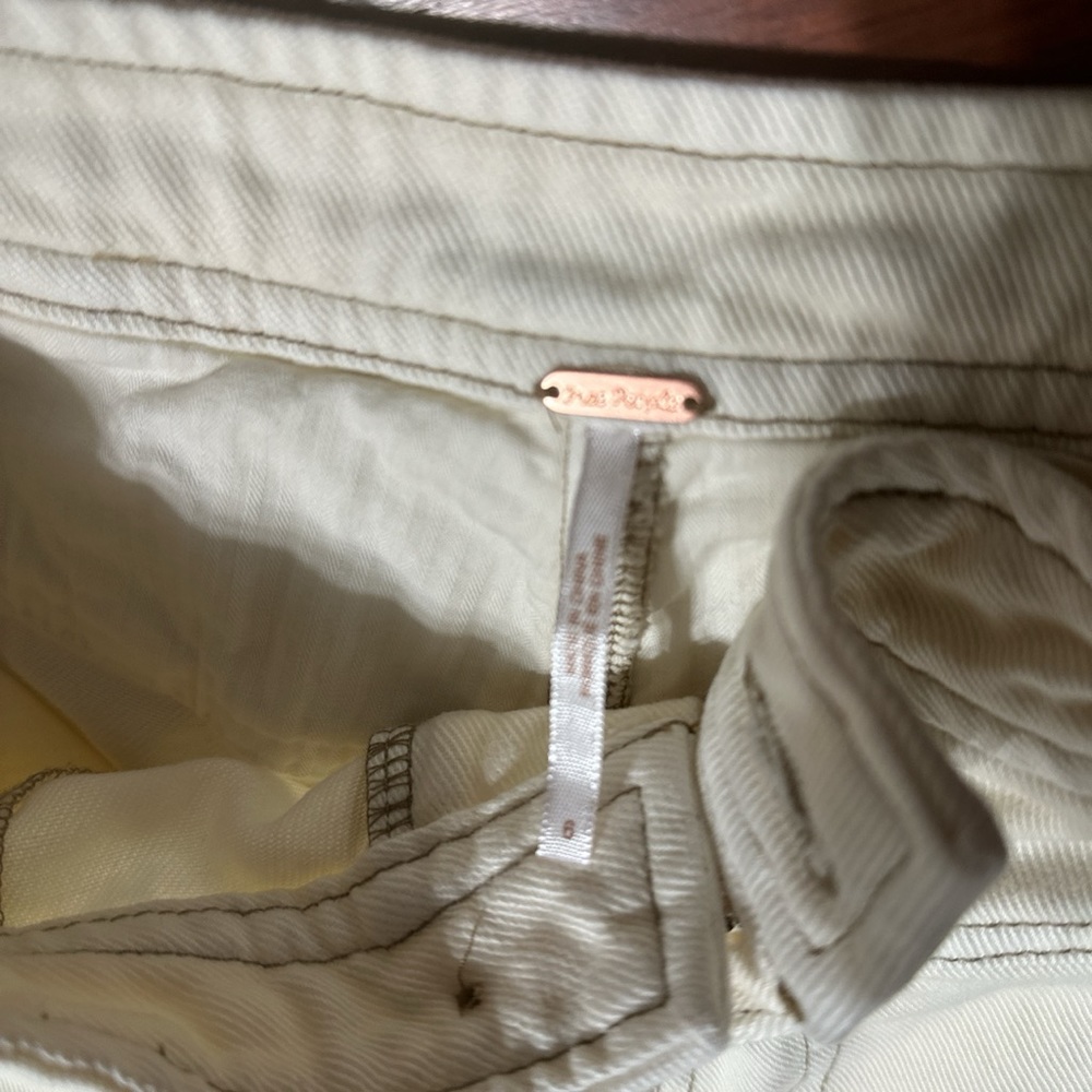 Free People Cream Carpenter High Rise Straight Leg Jeans Size 6 - Picture 5 of 6